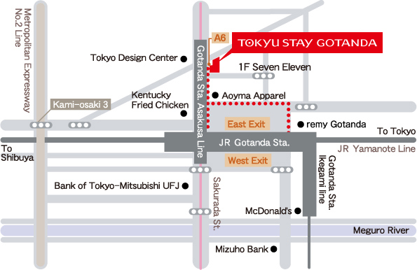 Tokyu Stay Gotanda map
