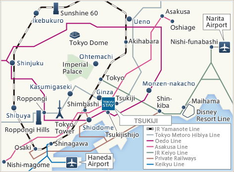 Tokyu Stay Higashi-ginza Access Map
