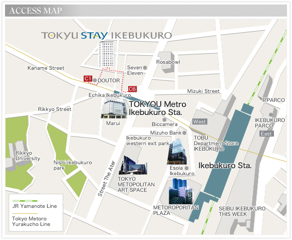 Tokyu Stay Ikebukuro map