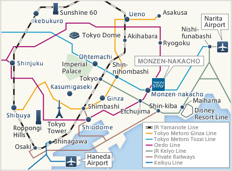 Tokyu Stay Monzen-nakacho Access Map
