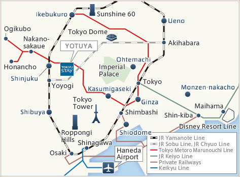 Tokyu Stay Yotsuya Access Map