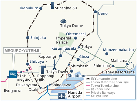 Tokyu Stay Meguro・Yutenji Access Map