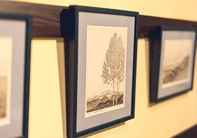 Block prints adorning the shop