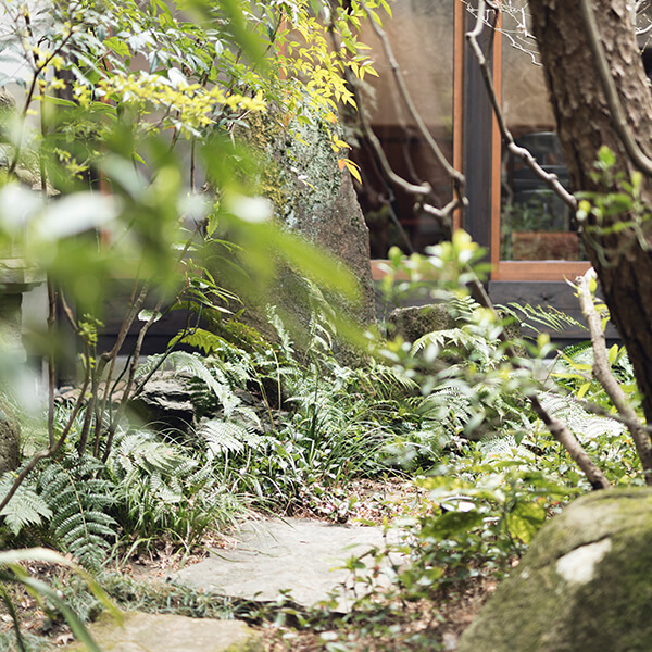 The immaculately maintained courtyard is a soothing place with the gentle light shining in.