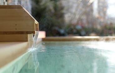 Large hot-spring baths with a garden