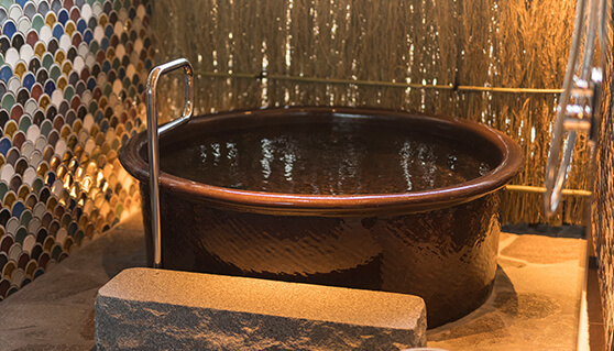 Soak away the day’s strain in the private baths