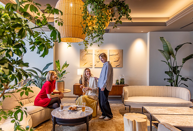 Lobby Lounge “retreat” Wrapped in Light and Greenery