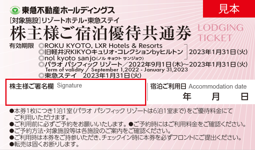 東急ステイホテル東急不動産株主優待券20a